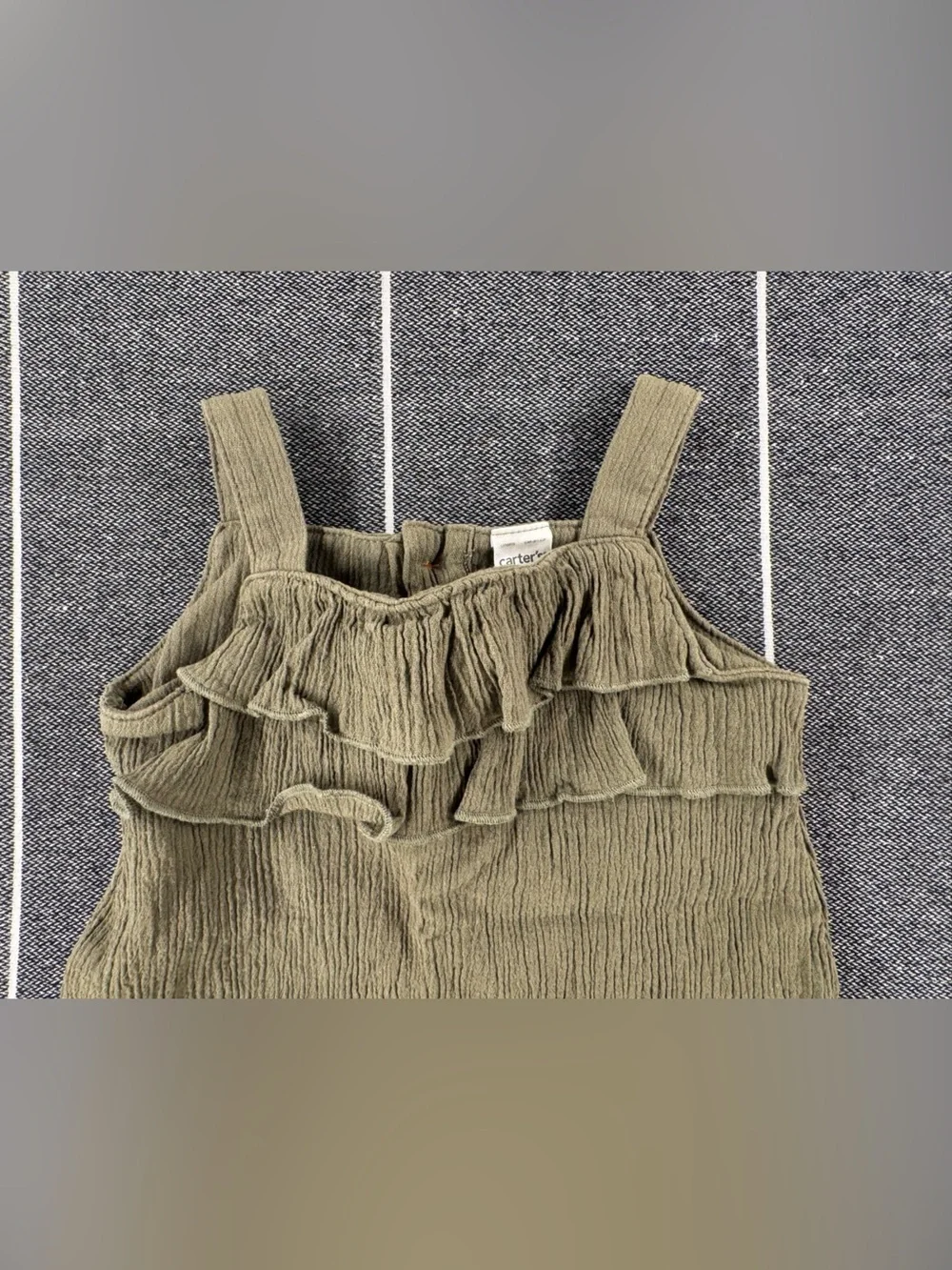 Kids—Carter's Olive Green Textured Button-Front Tank Top